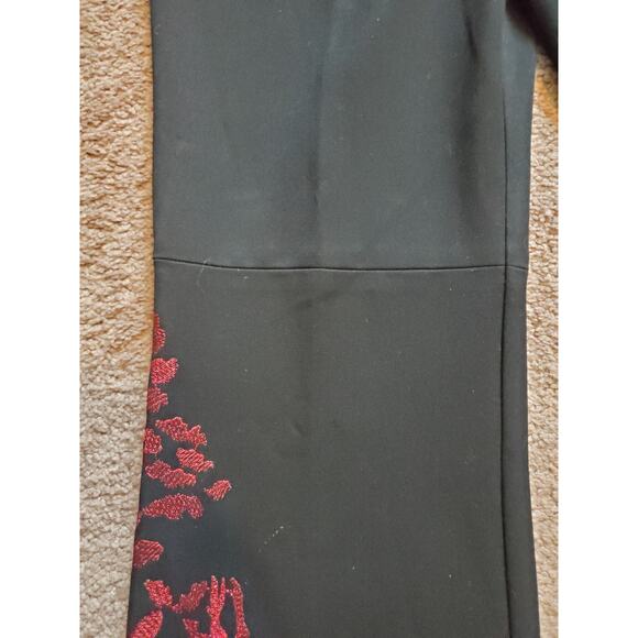 St. John Evening Black Red Metallic Embellished Leg Flare Dress Pants, Size 4 - Picture 5 of 12
